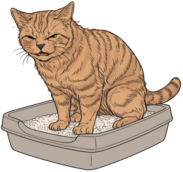 Harnabsatz- oder Geburtsstörungen - Katze im Katzenklo