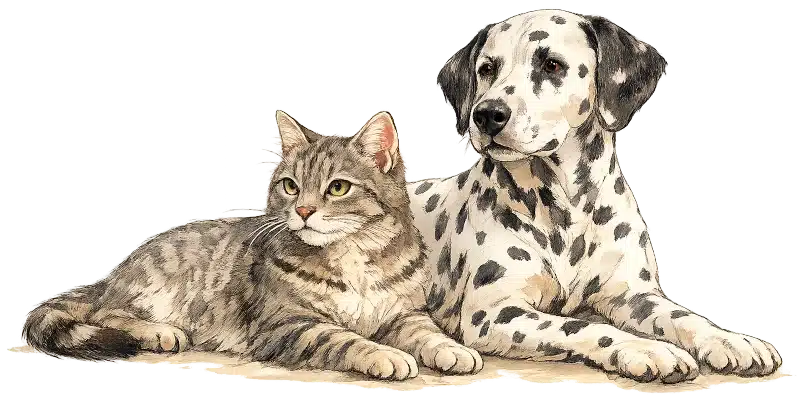 Moderne Tiermedizin - verständlich erklärt - Hund und Katze liegen nebeneinander